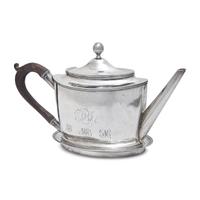 A Federal Silver Teapot and Associated Regency Tea Stand Belonging to Thomas (1762-1830) and Mary Haviland Franklin (1773-1854), John Vernon, New York City, (active 1761-1842) Circa 1793