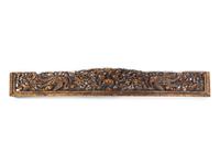 Two Chinese Gilt and Red Lacquered Wood Panels