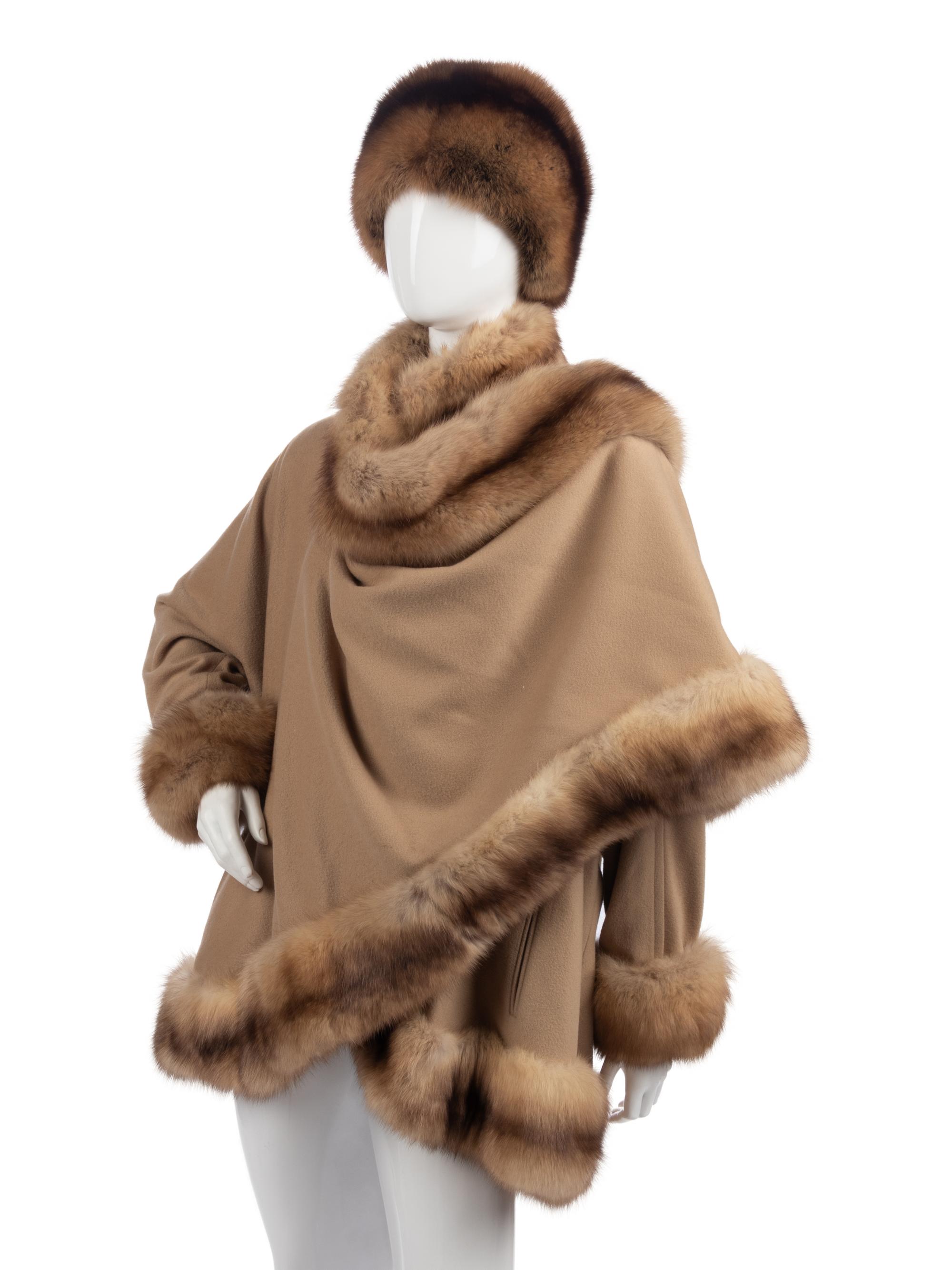 J. Mendel Sable Fur Trimmed Coat and Hat, 1990-2000s