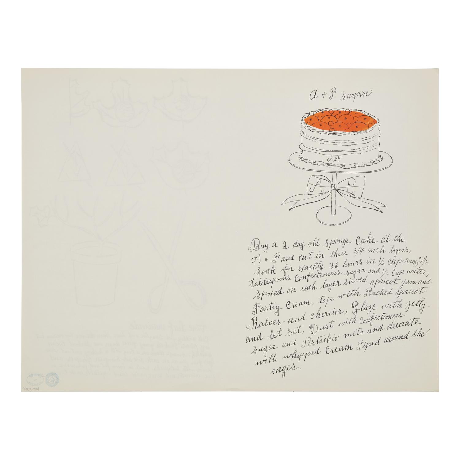 Andy Warhol (American, 1928-1987) — A + P Surprise (from Wild Raspberries ) 1959