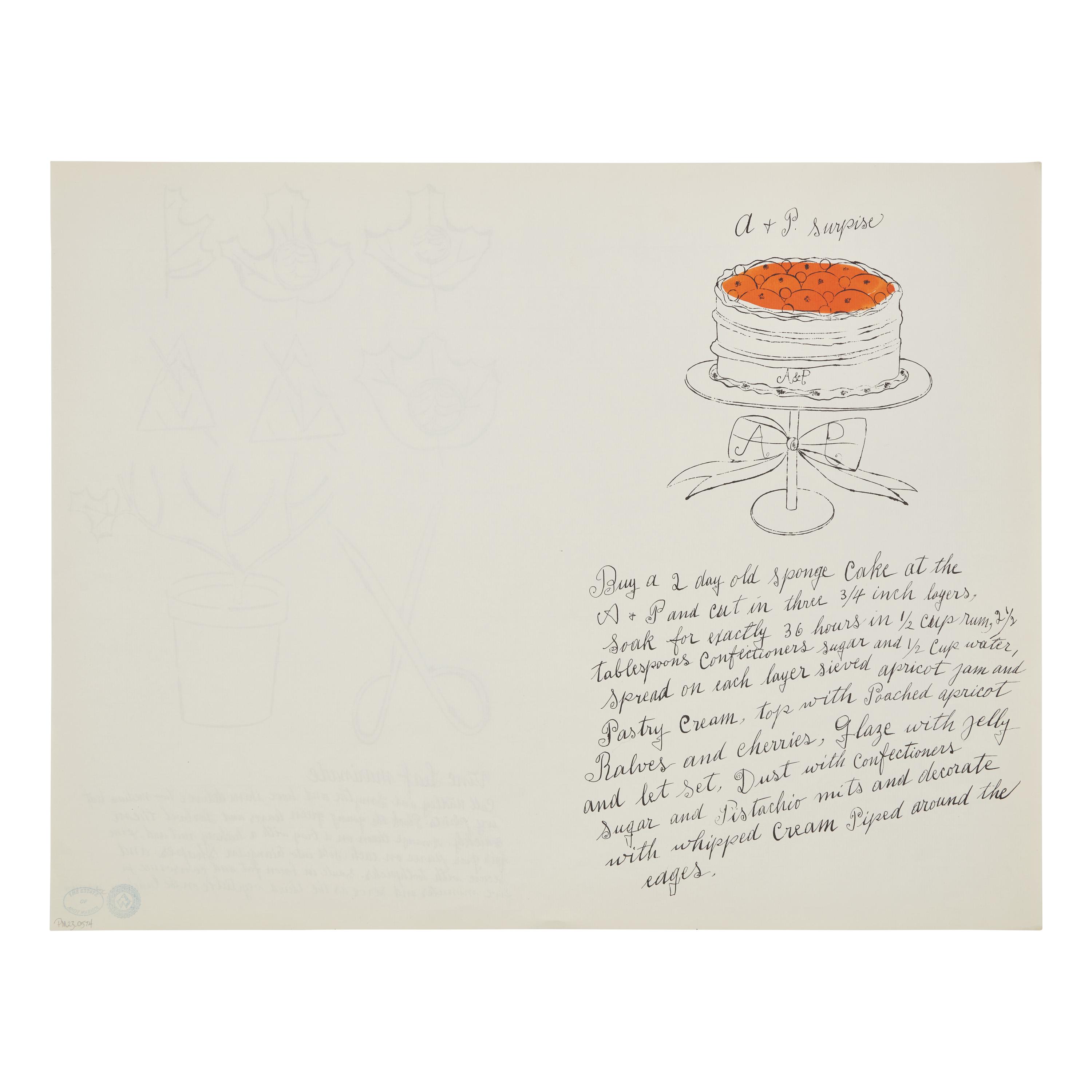 Andy Warhol (American, 1928-1987) — A + P Surprise (from Wild Raspberries ) 1959