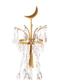 A Pair of French Gilt Brass, Marble and Cut Glass Candelabra Mounted as Lamps