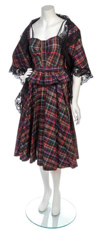 A Koos Van Den Akker Multicolor Plaid Cotton Dress, Size 6.