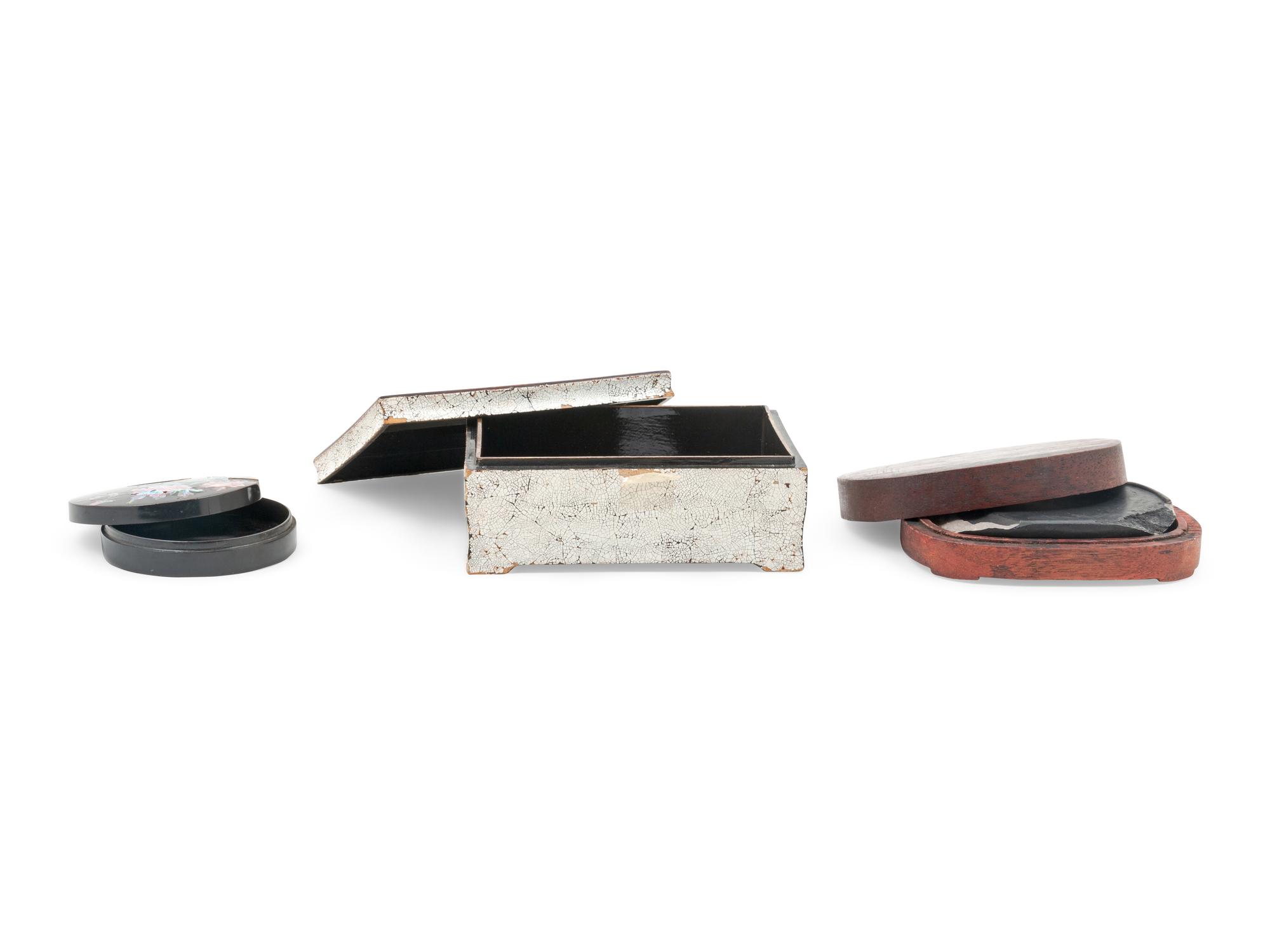 A Group of Three Covered Boxes