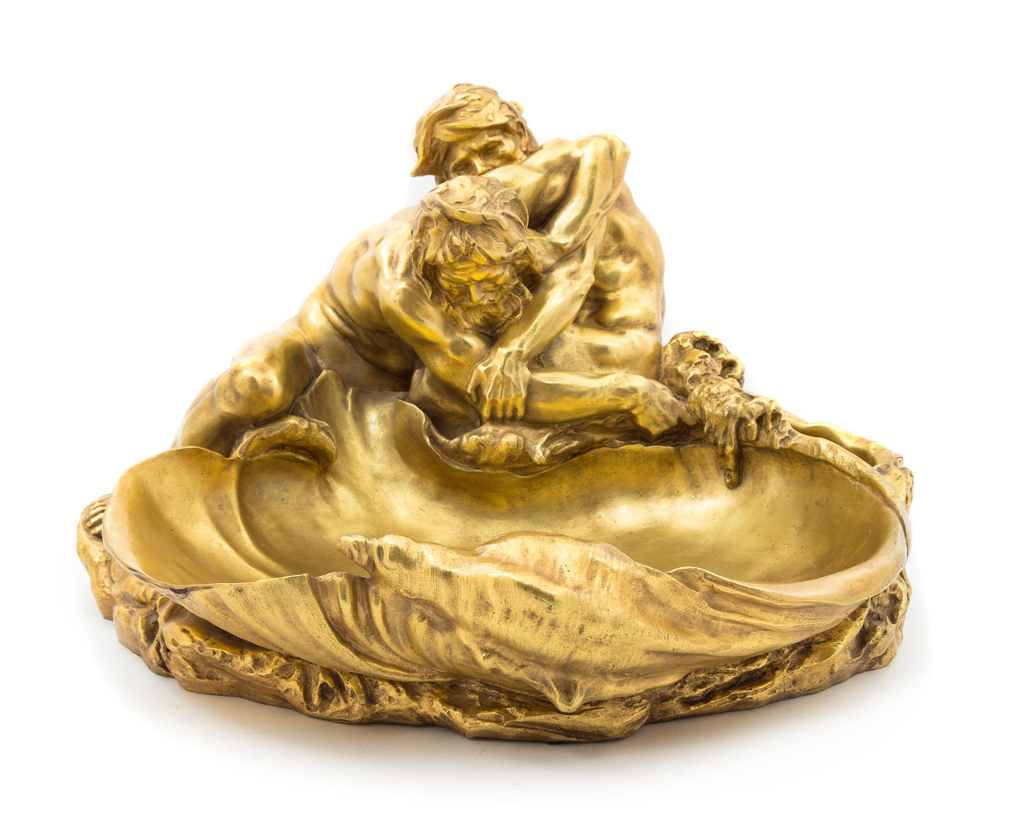 A French Gilt Bronze Vide Poche, Gustav Frederic Michel Width 17 inches.