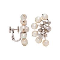 CULTURED PEARL AND DIAMOND EARCLIPS