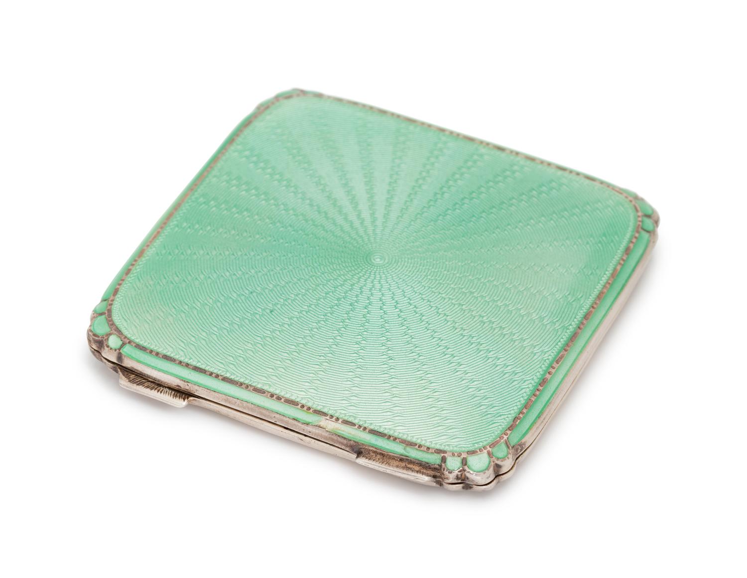 A Sterling Silver and Enamel Compact, British,