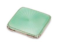 A Sterling Silver and Enamel Compact, British,