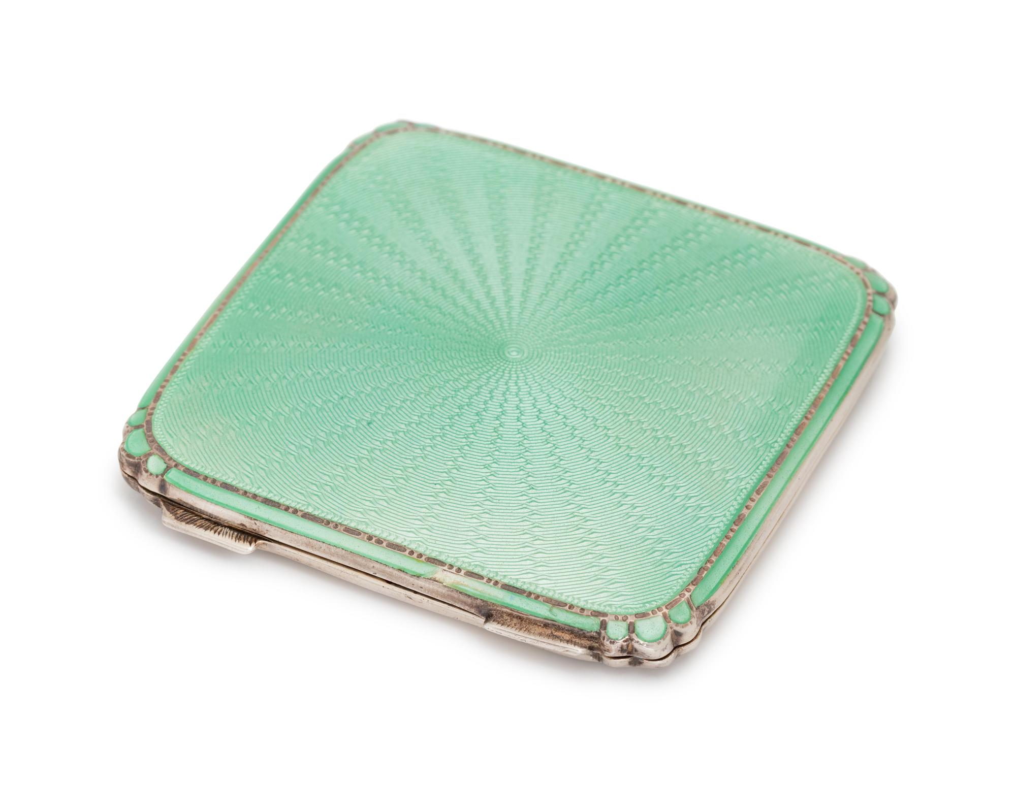 A Sterling Silver and Enamel Compact, British,