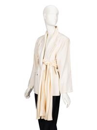 Gianni Versace, Ecru Linen Draped Blazer with Satin Tie