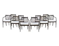 A Set of Ten George III Japanned Armchairs