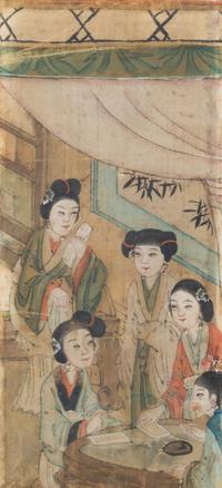 A Set of Three Chinese Silk Paintings