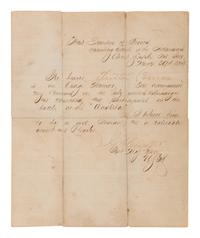 CUSTER, George Armstrong (1839-1876). Manuscript document accomplished and signed as Lieutenant Colonel of the 7th Cavalry Regiment ("G. Custer"). South of the Arkansas, Camp Supply, 29 March 1869.