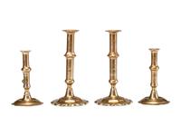 Two Pairs of English Brass Adjustable Candlesticks