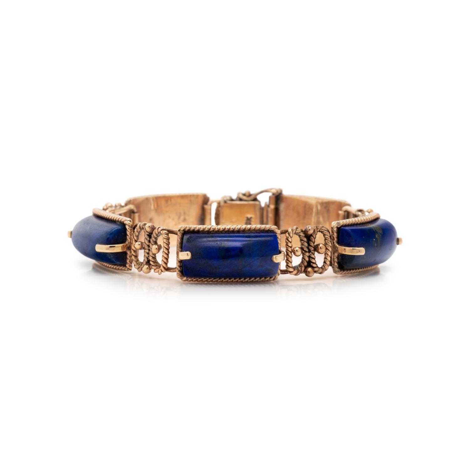 YELLOW GOLD AND LAPIS LAZULI BRACELET