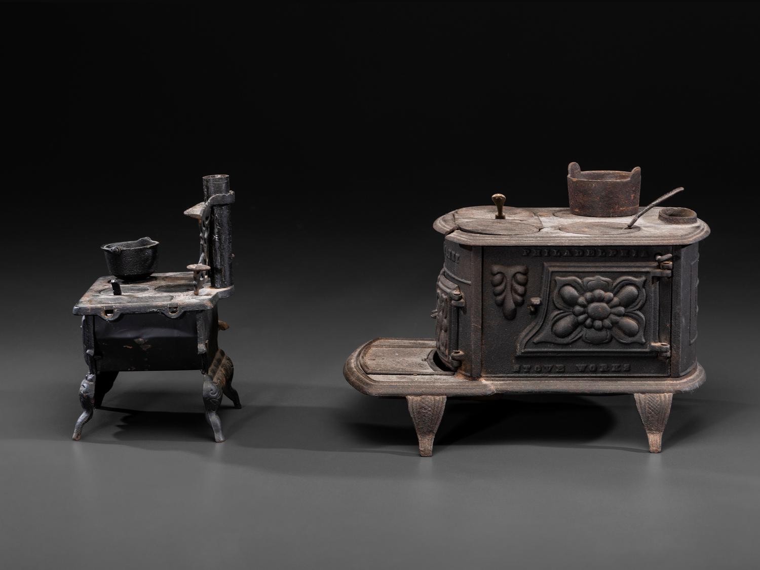 Two Salesman's Sample or Child's Toy Cast Iron Stoves