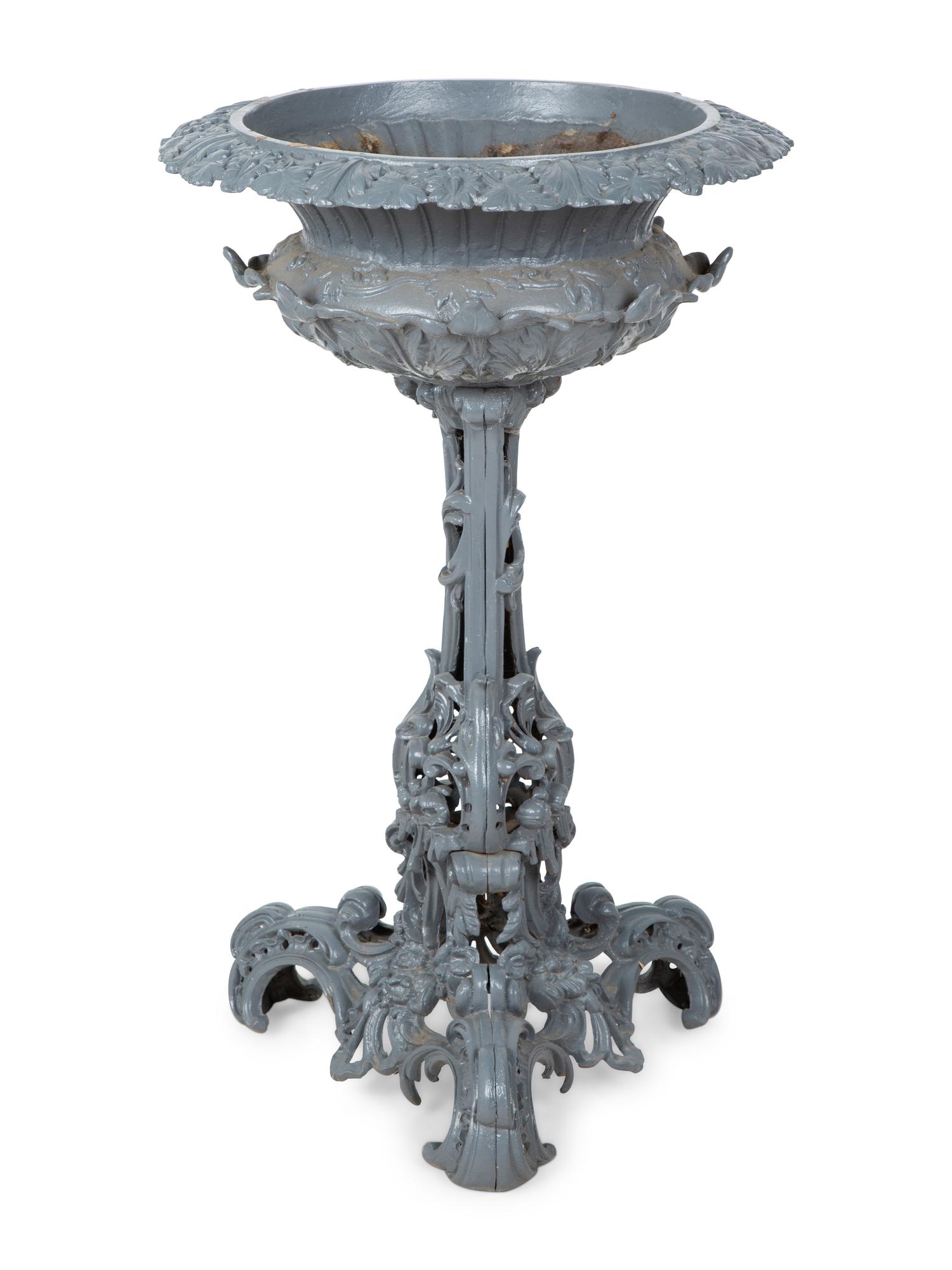 A Victorian Style Painted Iron Pedestal Jardiniere