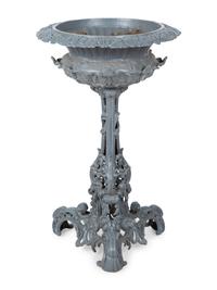 A Victorian Style Painted Iron Pedestal Jardiniere