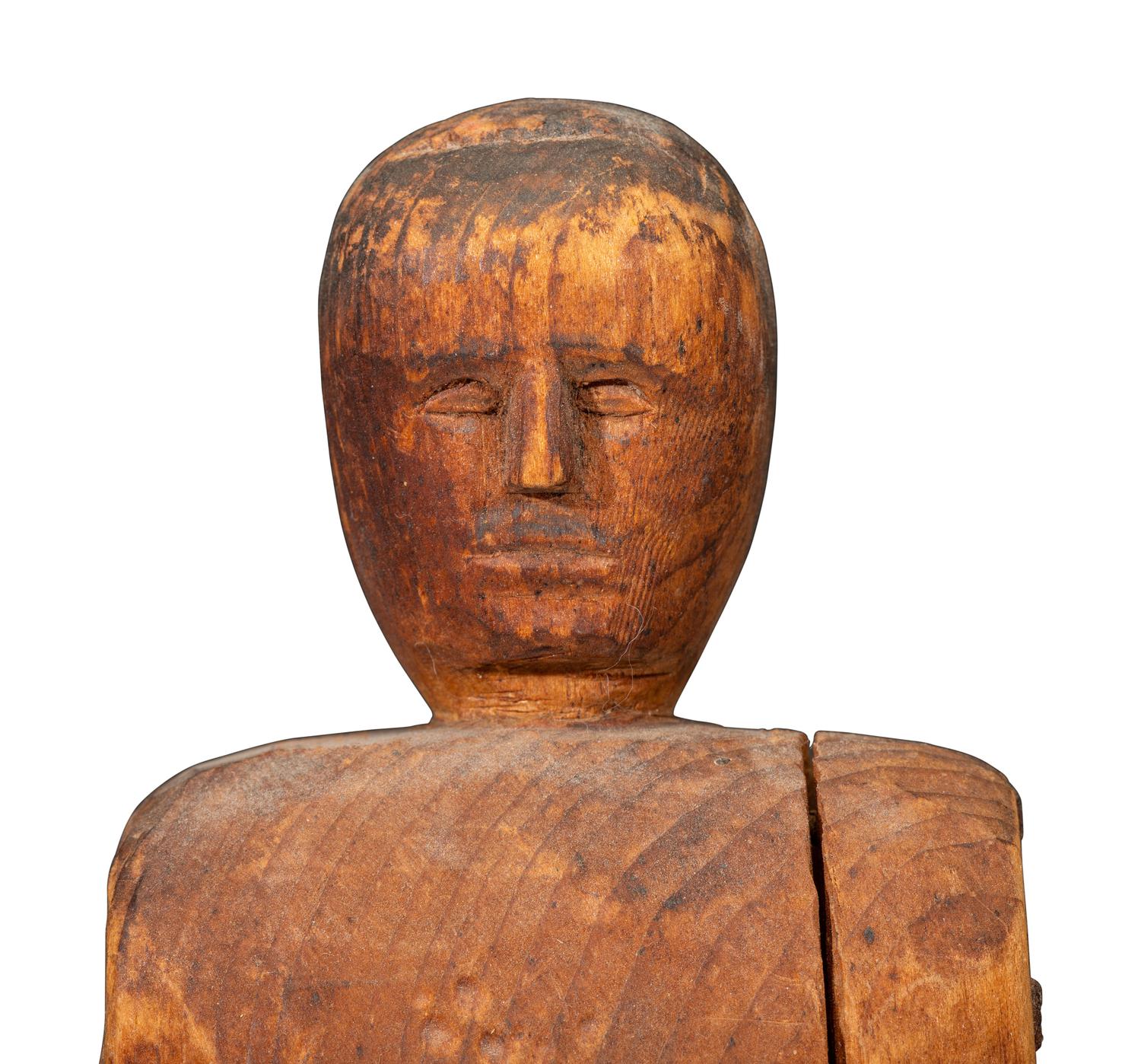 Four Folk Art Carved Wood Articulated Figures