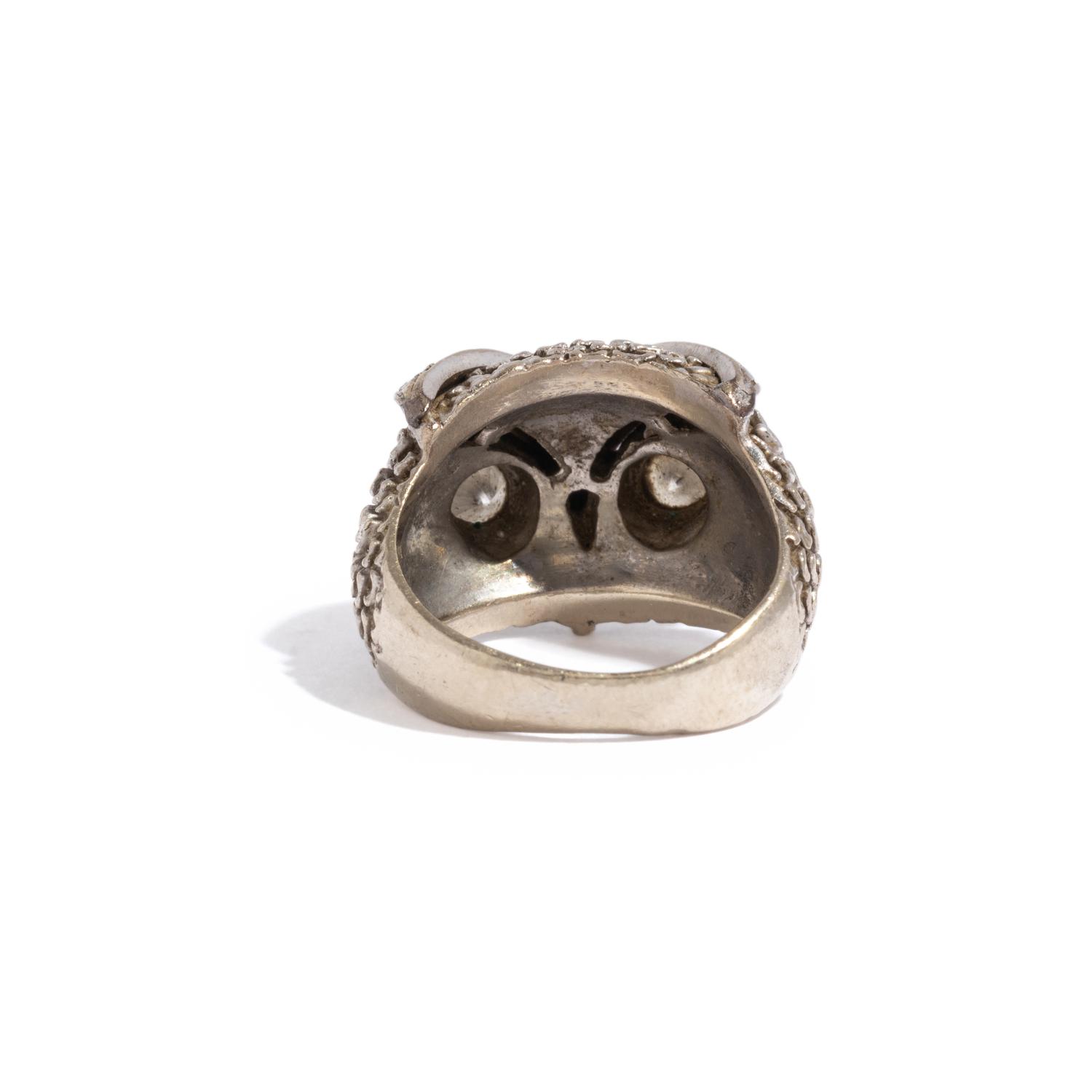 WHITE GOLD AND DIAMOND OWL RING