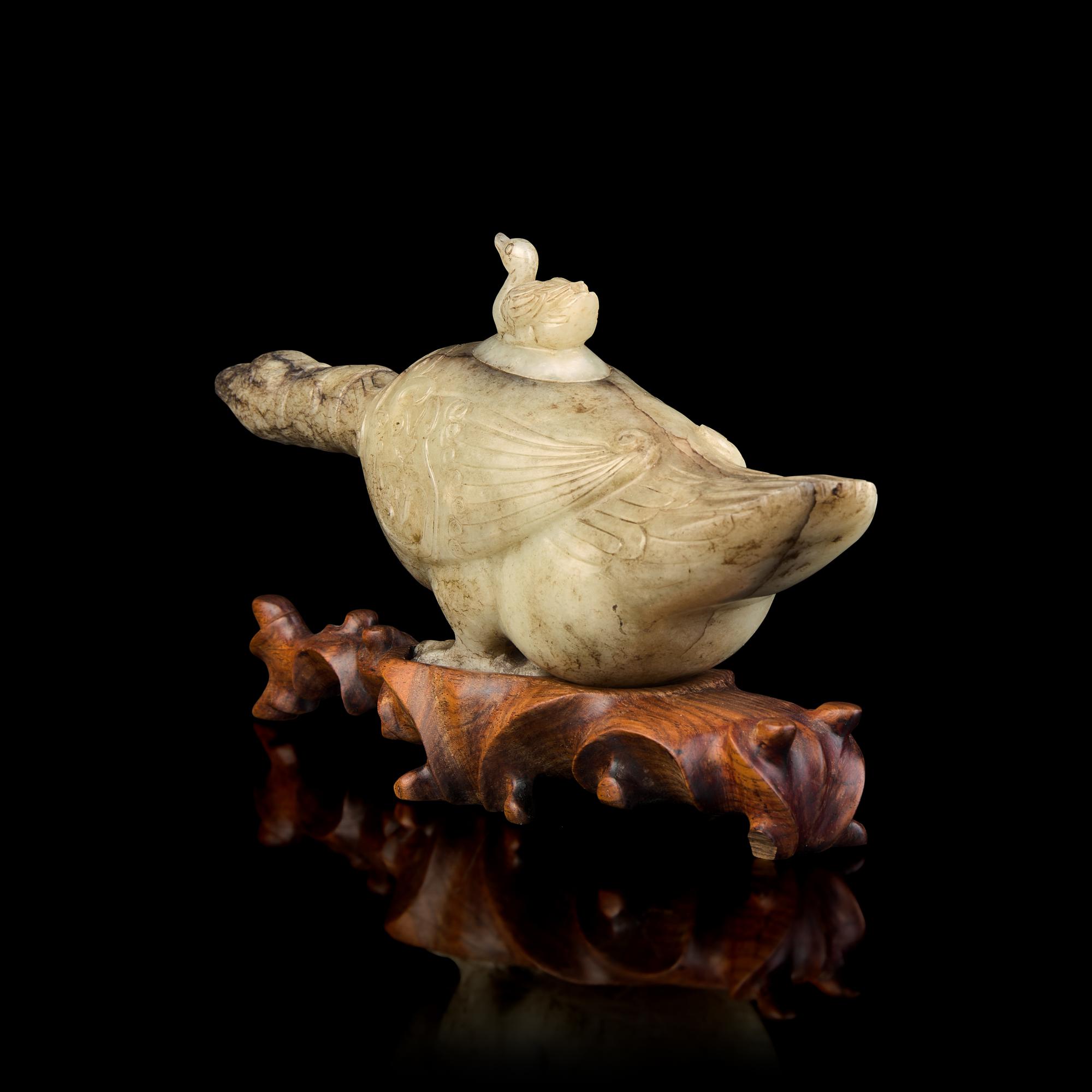 A Chinese Archaistic Jade "Goose" Vessel — 仿古玉鵝