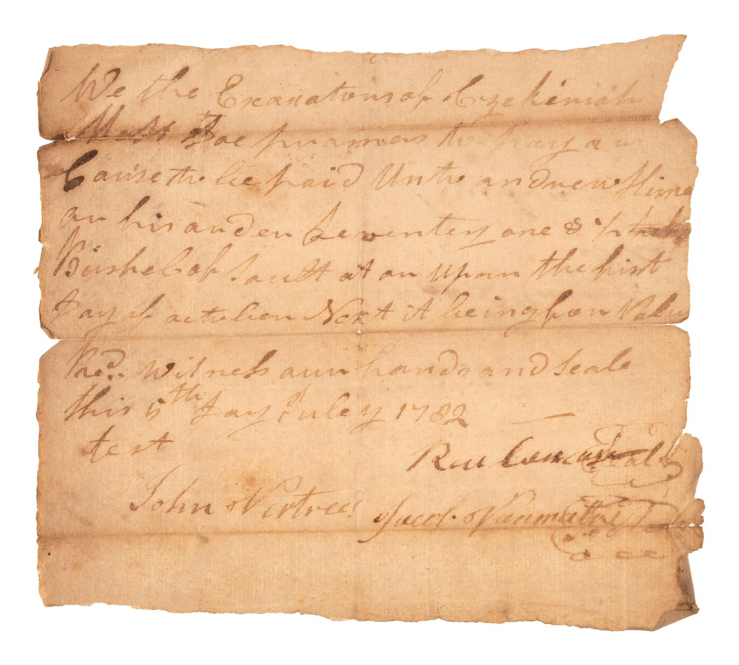 [REVOLUTIONARY WAR]. A group of documents related to Revolutionary War-era figures including signatures of Daniel Brodhead and O.H. Williams.