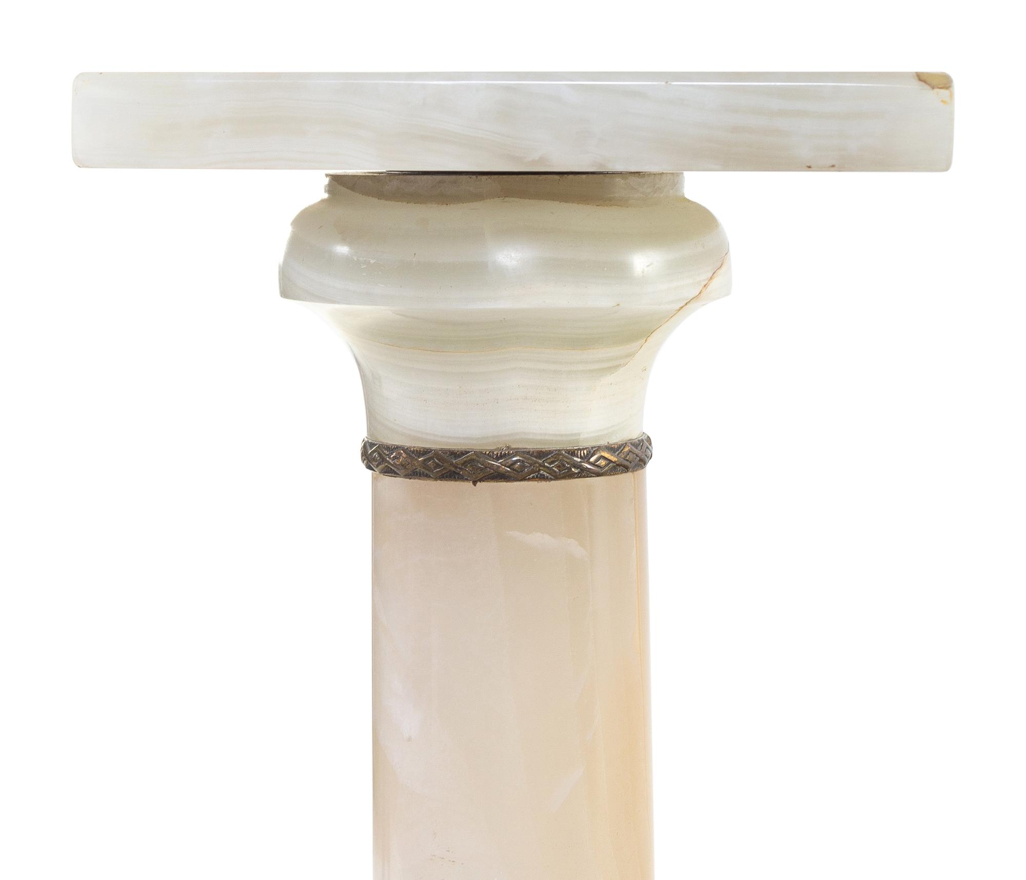 A Continental Bronze Mounted Onyx Pedestal