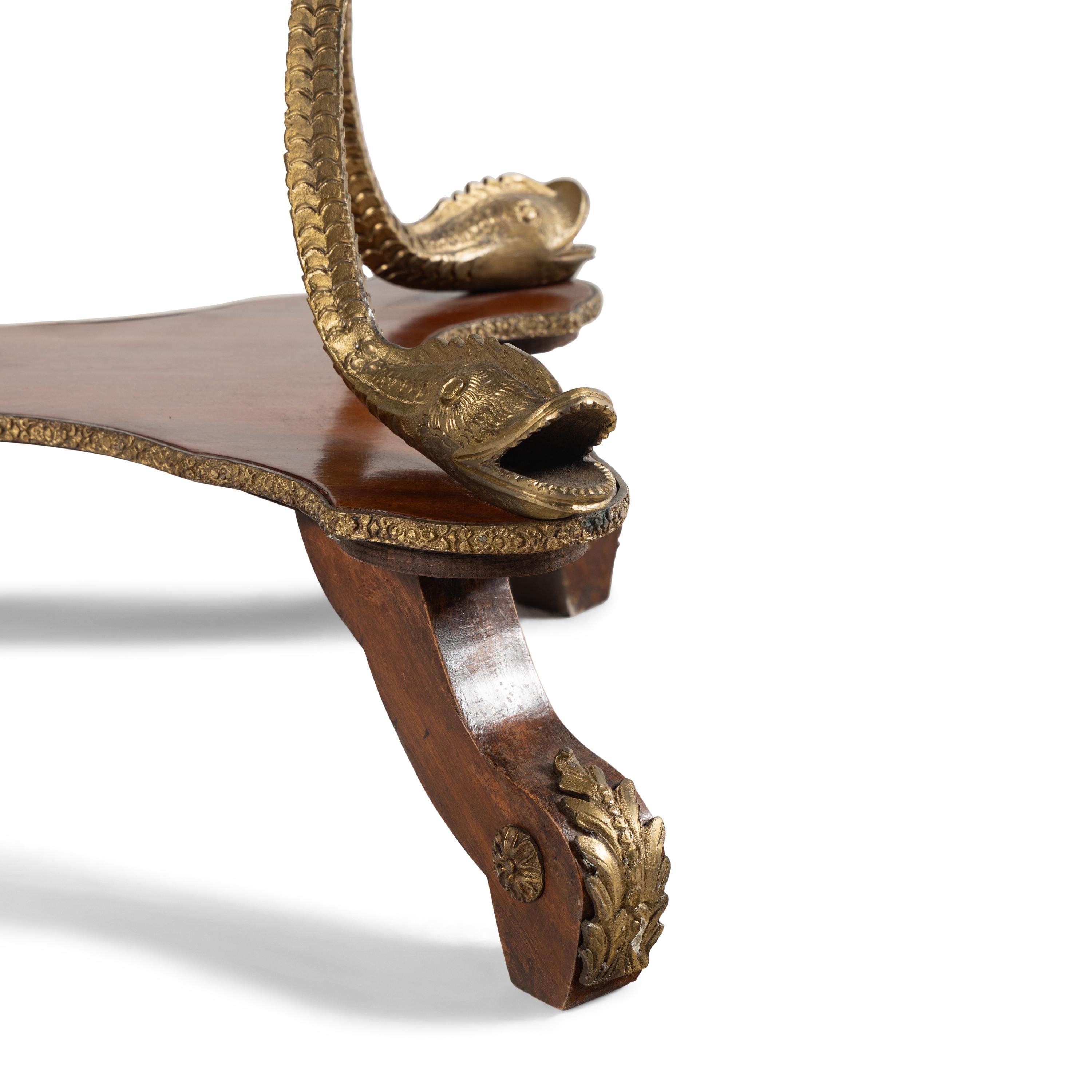 A Neoclassical Style Gilt Metal Mounted Mahogany Vitrine Table