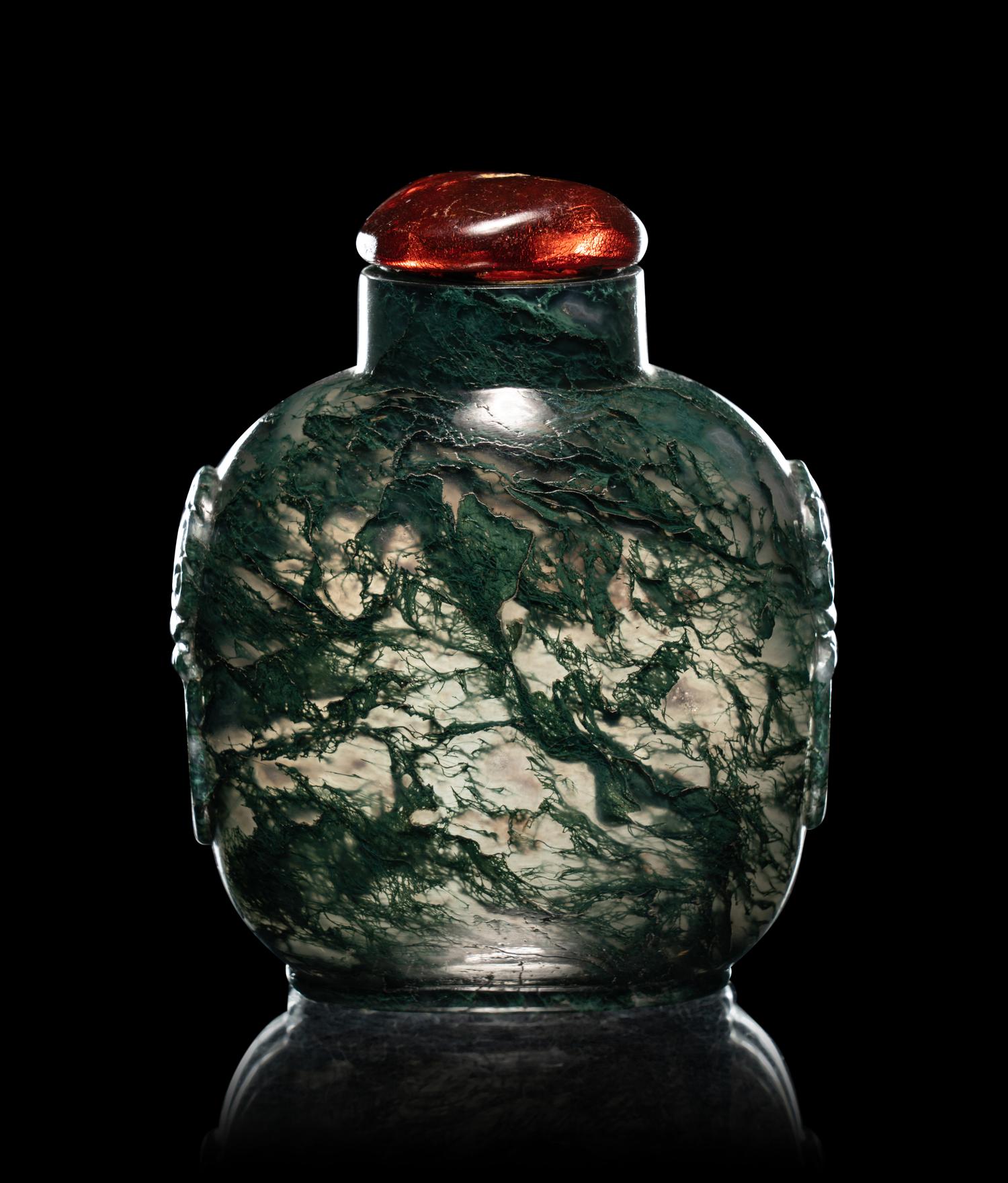Two Moss Agate Snuff Bottles