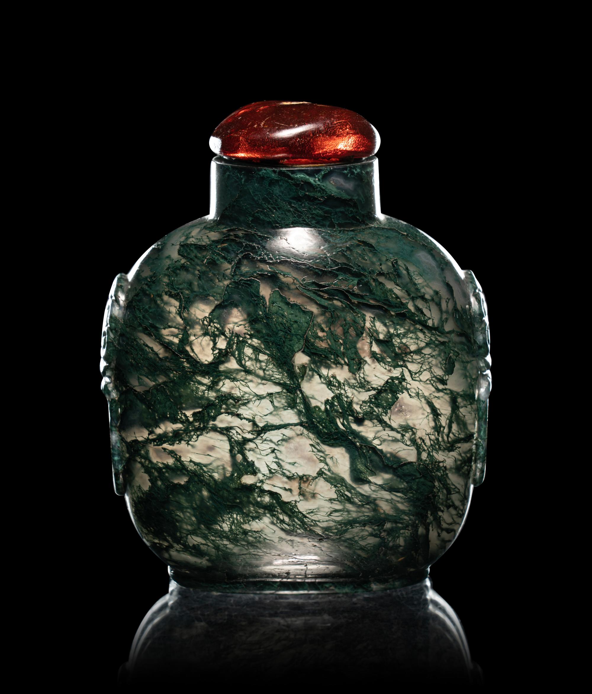 Two Moss Agate Snuff Bottles