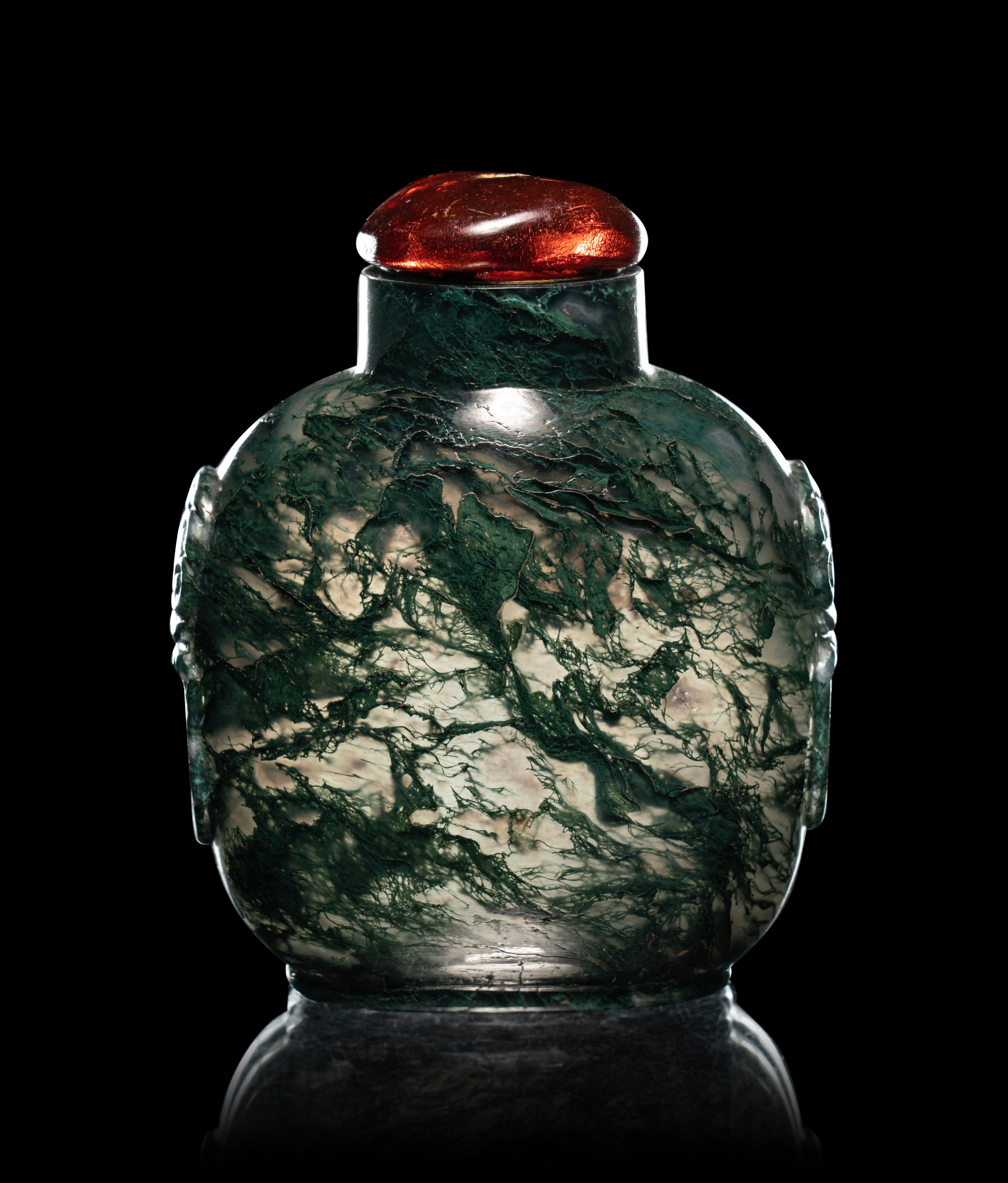 Two Moss Agate Snuff Bottles