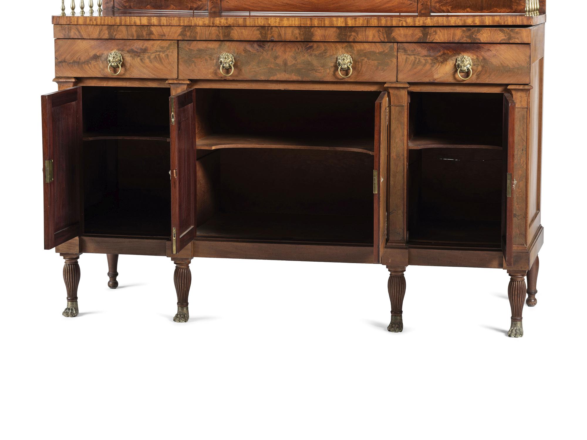 A Classical Brass Mounted and Figured Mahogany Sideboard