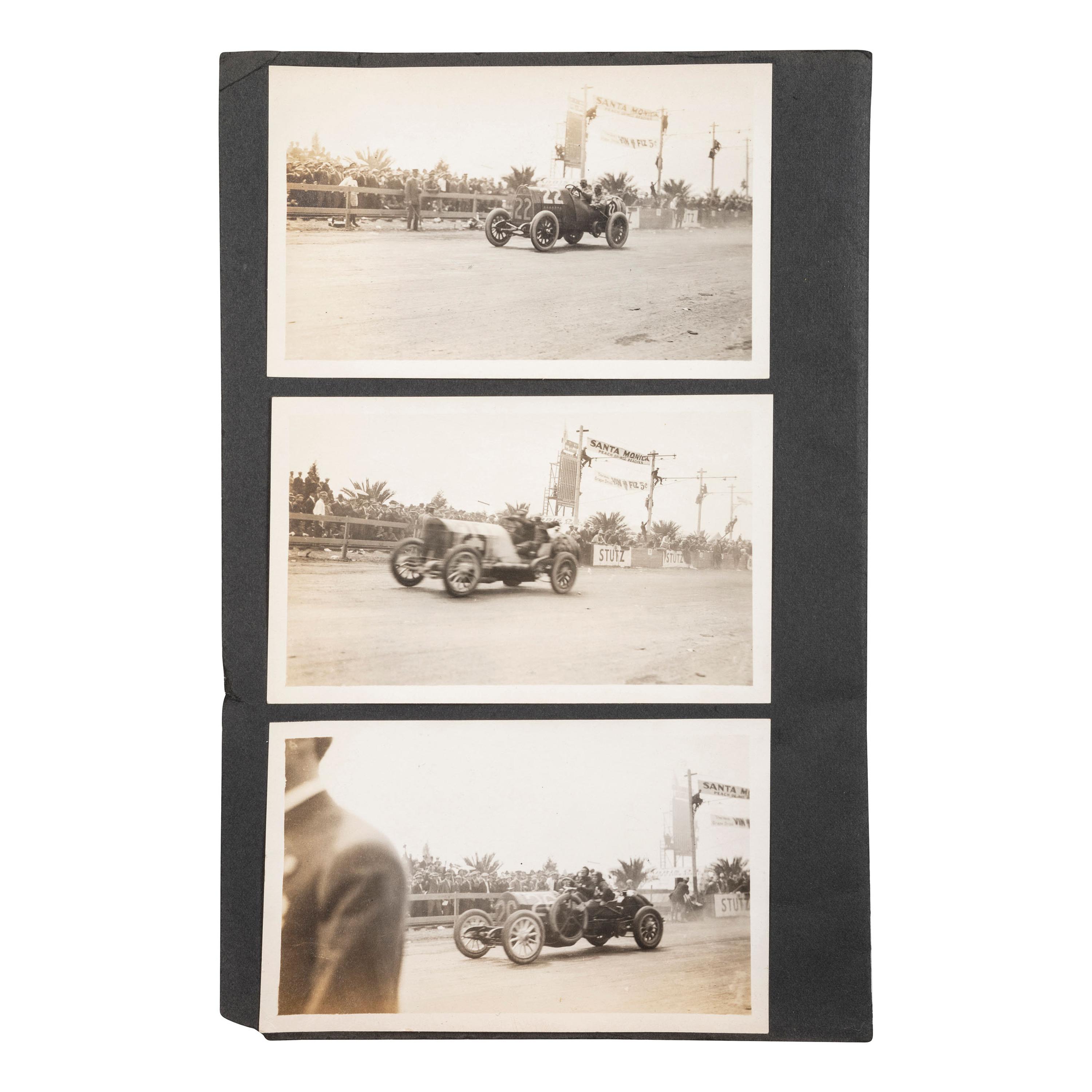 [EARLY PHOTOGRAPHY] --[AUTOMOBILES]. A group of photographs of early automobiles, mechanics and auto shops, including racing action shots, comprising: