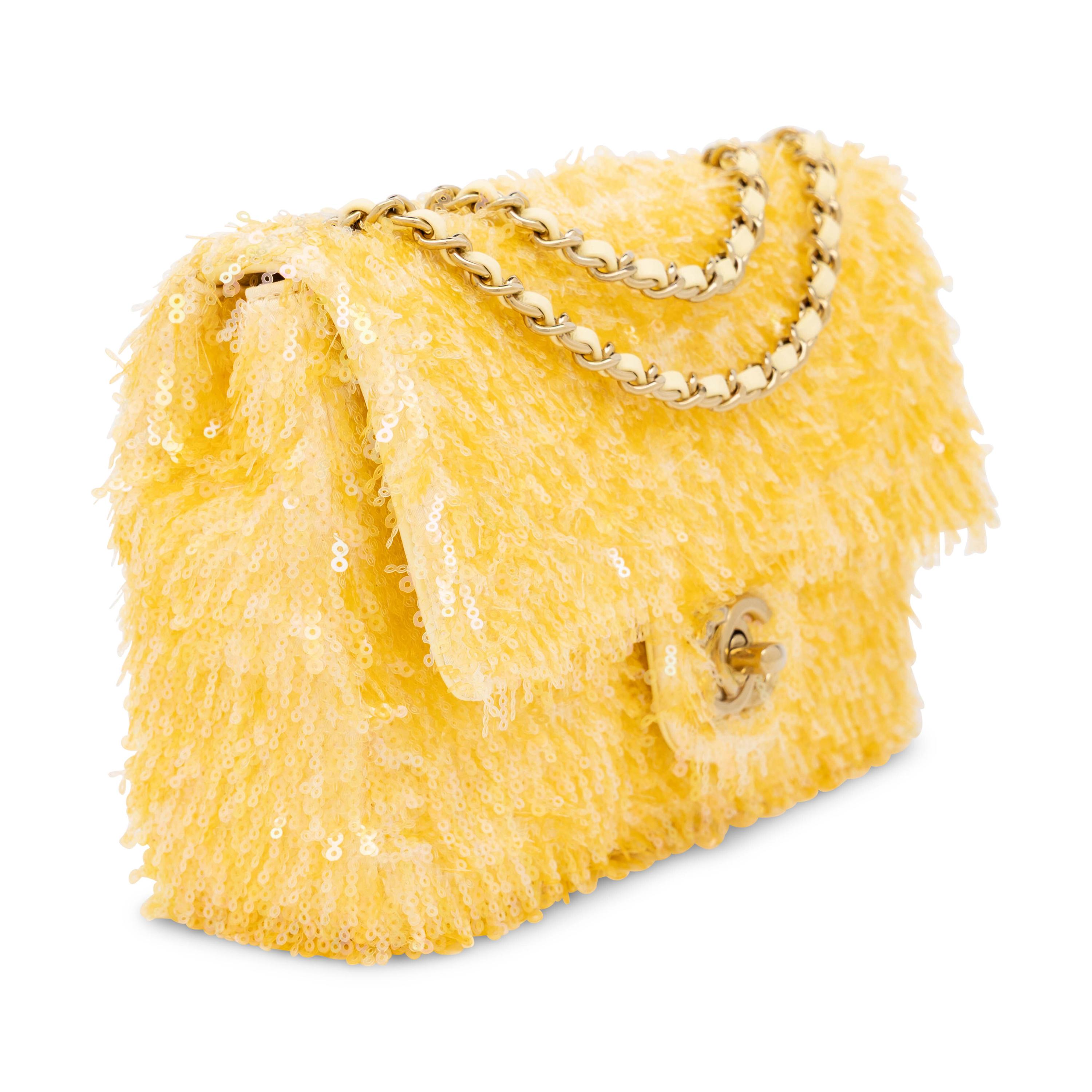 Chanel, Mini Classic Flap in Yellow Sequin Fringe, 2025