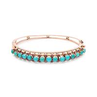 TURQUOISE, SYNTHETIC TURQUOISE AND RUBY BANGLE BRACELET