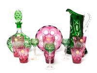 An Assembled Collection of Bohemian Cut-to-Clear Glass Articles, Height of pitcher 11 inches.