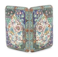 A Russian Enameled Silver Cigarette Case