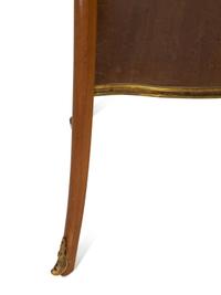 A Louis XV/XVI Transitional Gilt Metal Mounted Marble-Top Side Table
