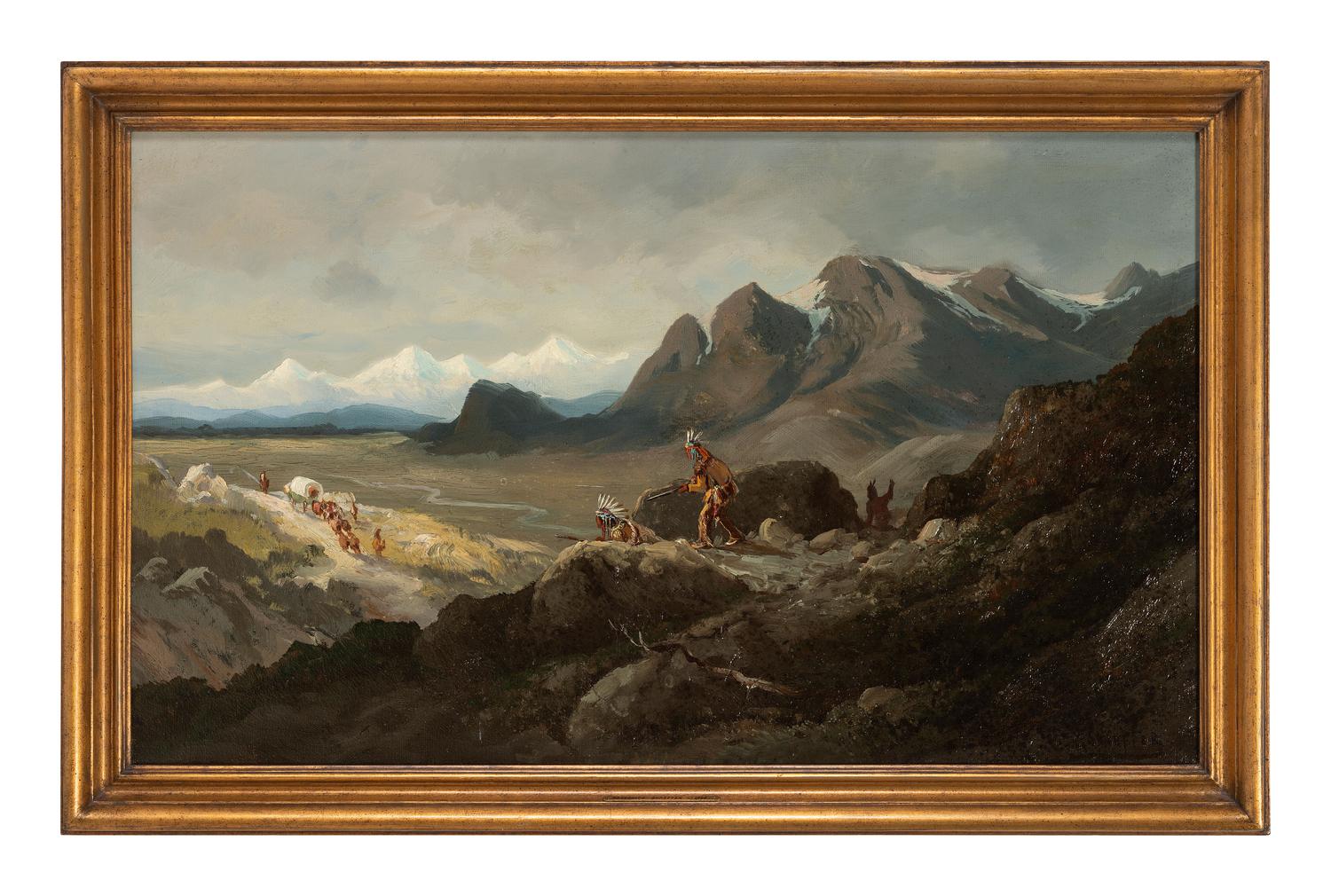 Indians Watching a Wagon Train