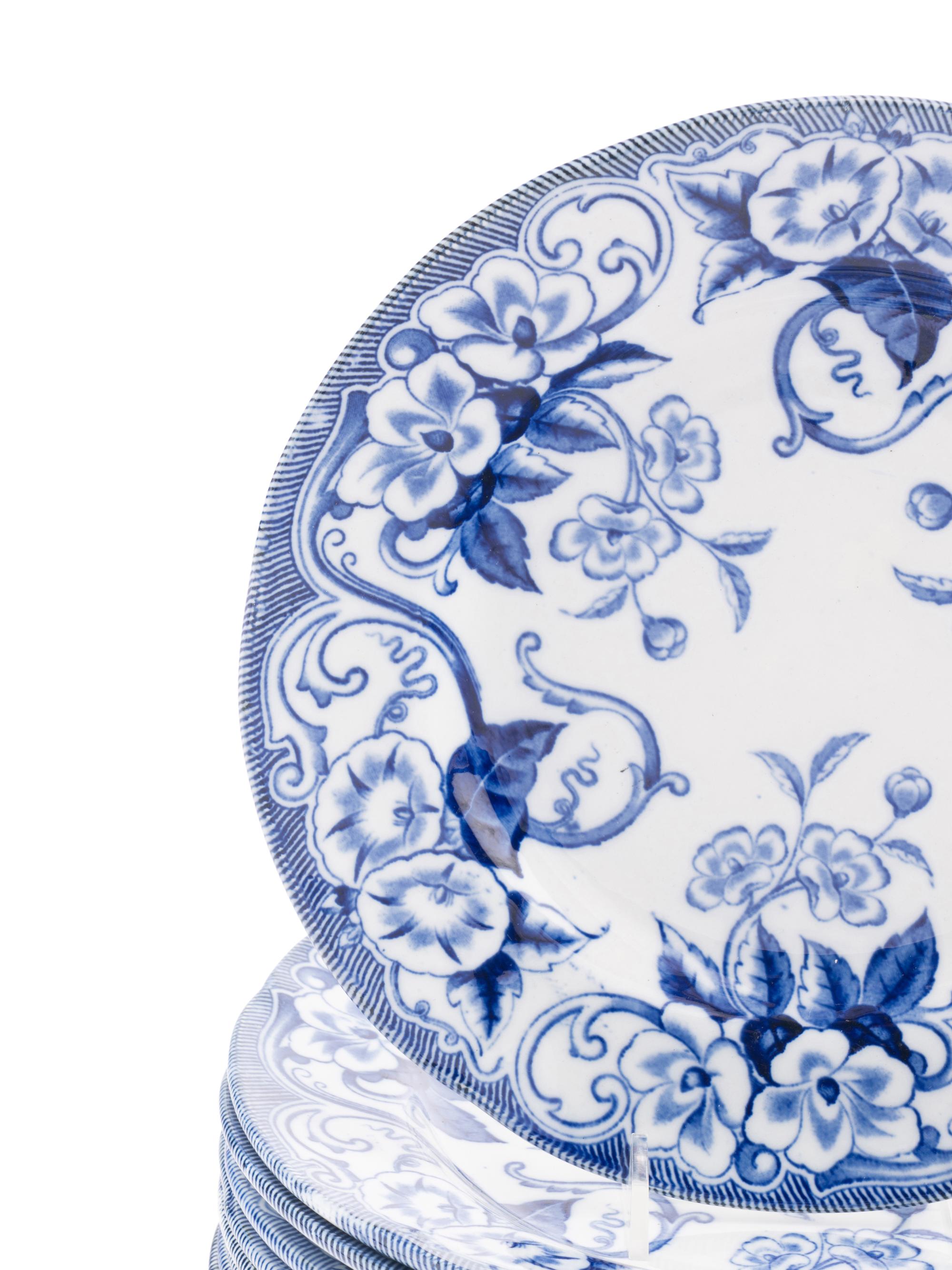 A French Transfer Decorated Stoneware Luncheon Service
