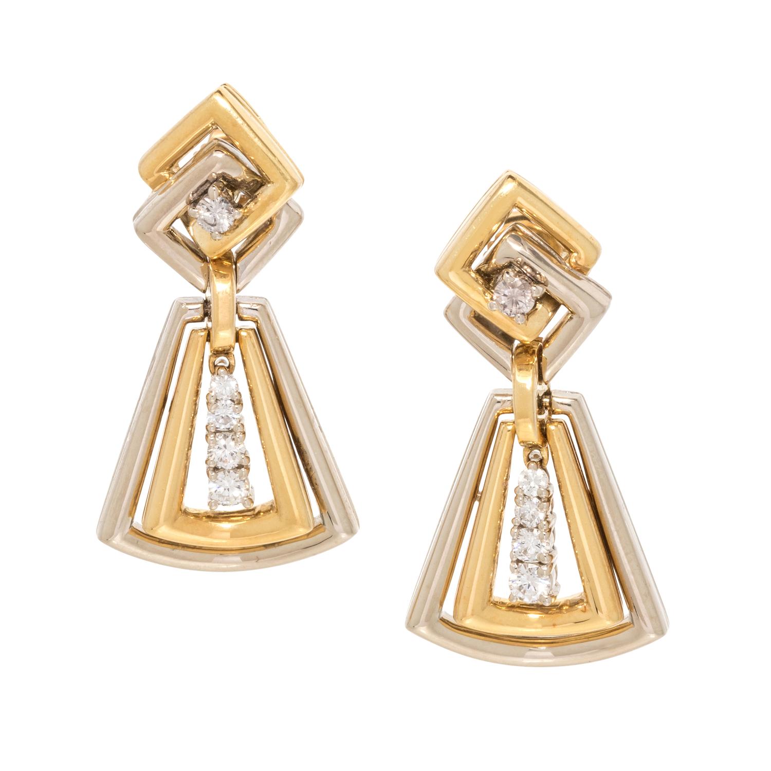 BICOLOR GOLD AND DIAMOND EARRINGS