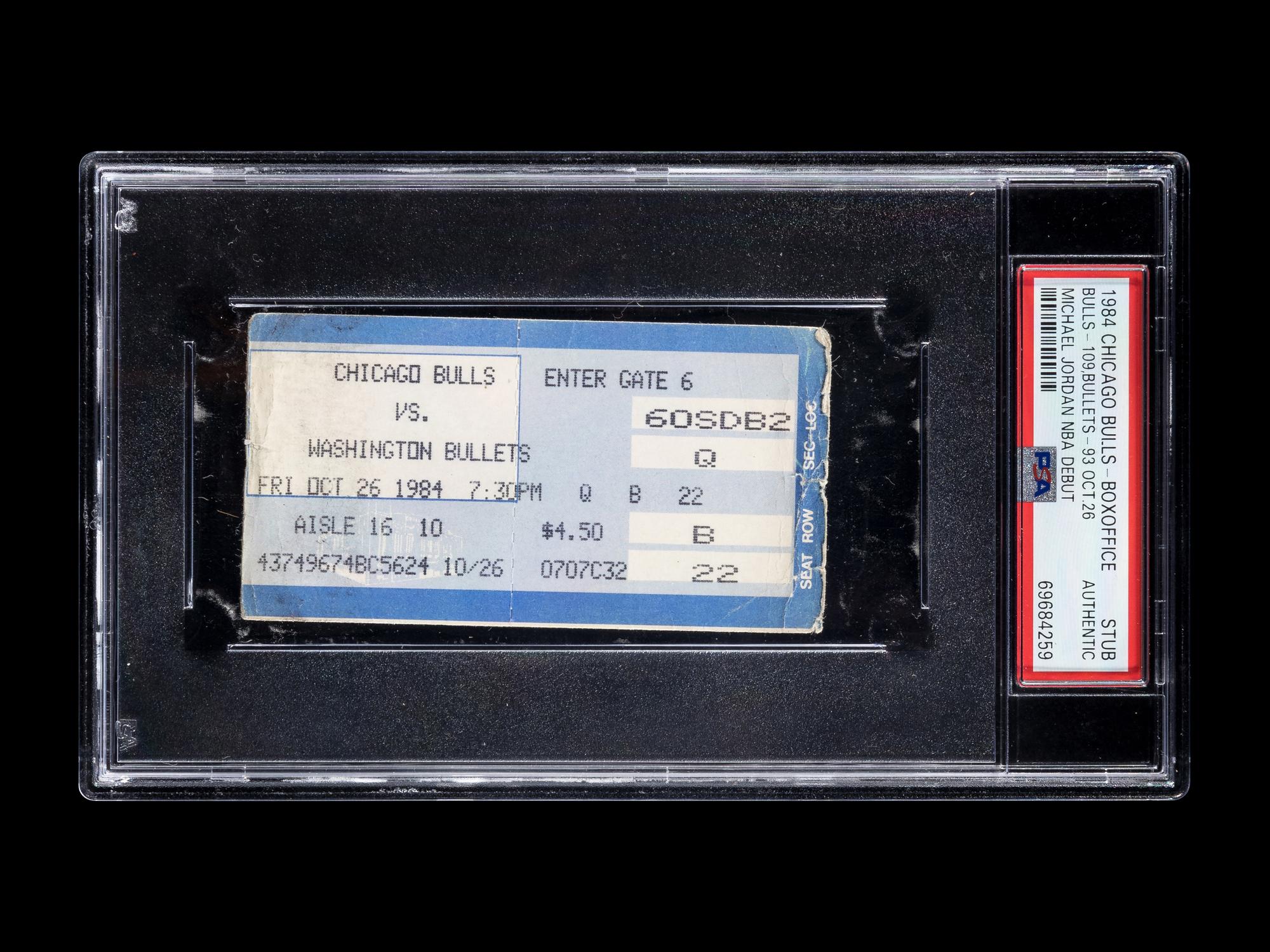 An October 26, 1984 Chicago Bulls vs. Washington Bullets Michael Jordan NBA Debut Ticket Stub / Chicago Stadium Box Office Example (PSA Authentic)