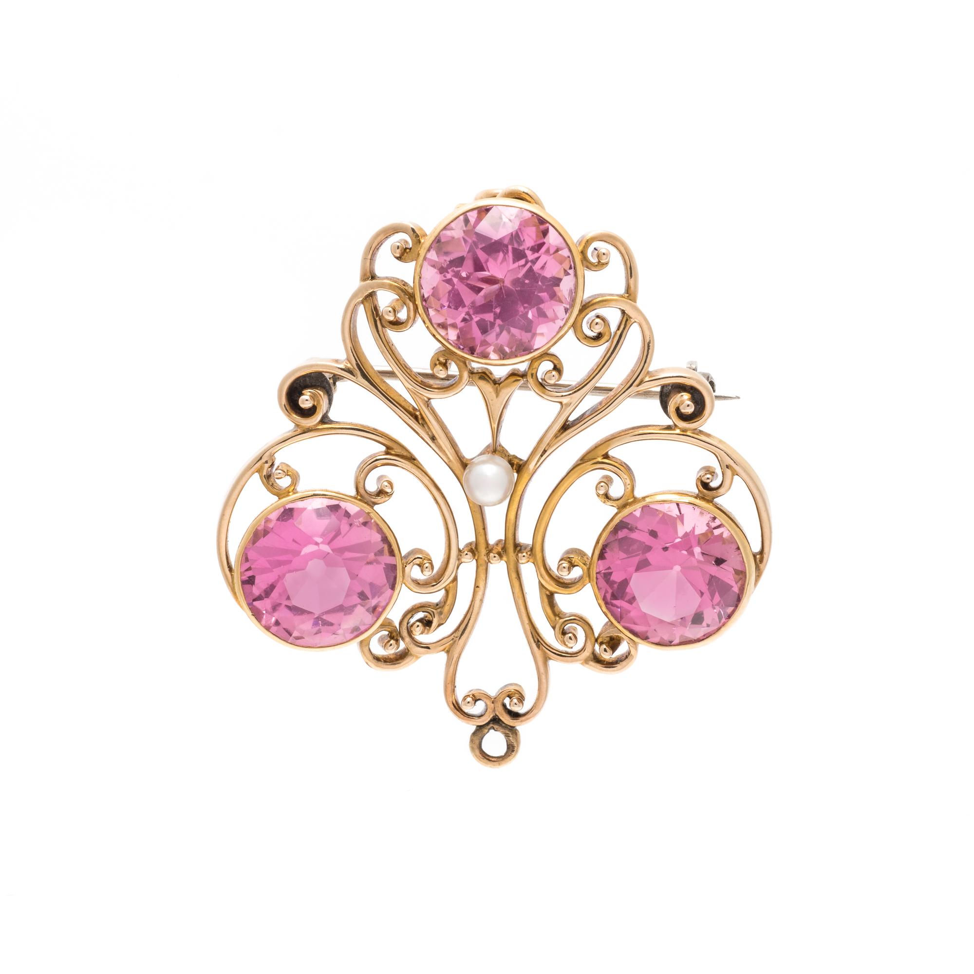 MARCUS & CO., PINK TOURMALINE PENDANT/BROOCH