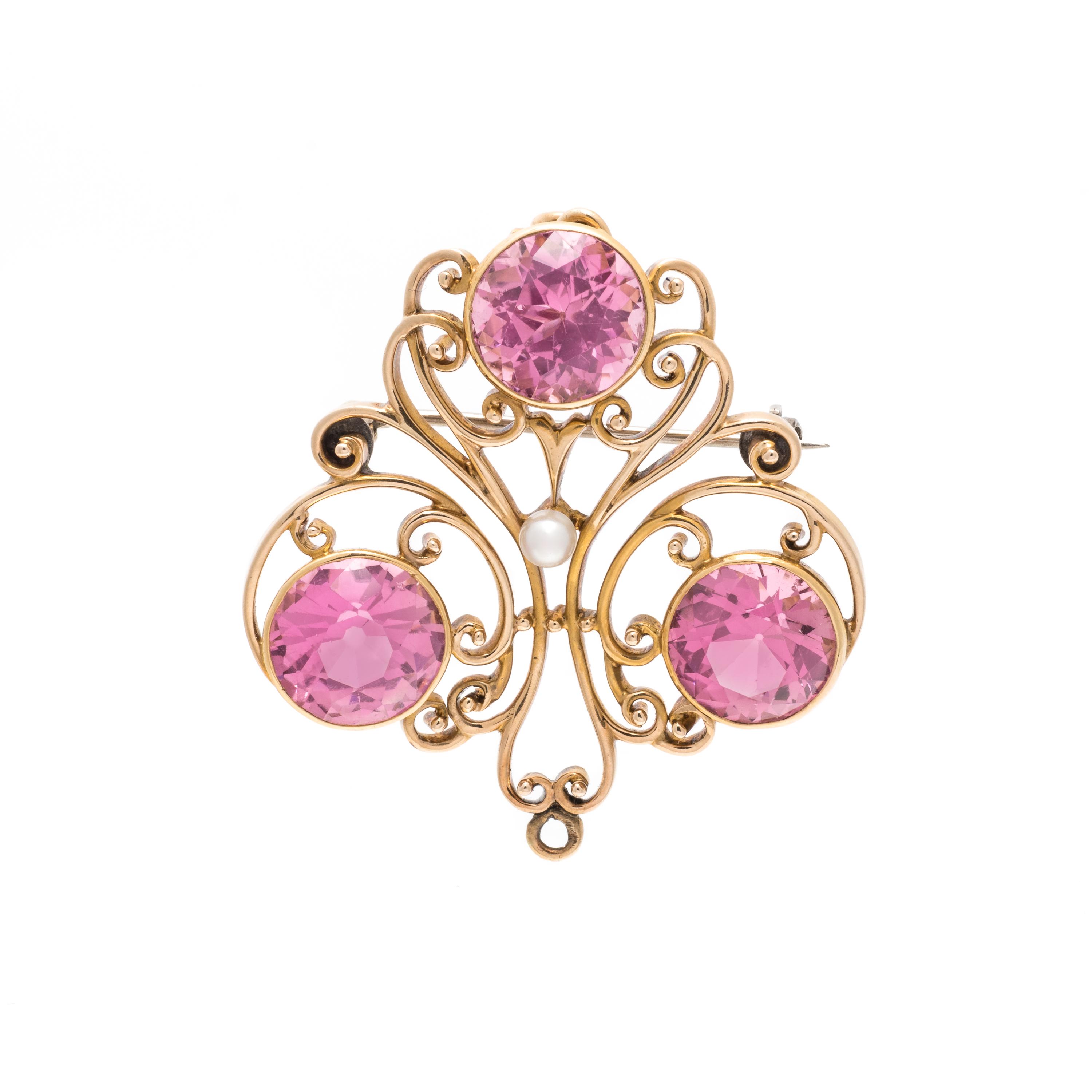 MARCUS & CO., PINK TOURMALINE PENDANT/BROOCH