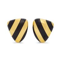 TIFFANY & CO., YELLOW GOLD AND BLACK JADE EARCLIPS