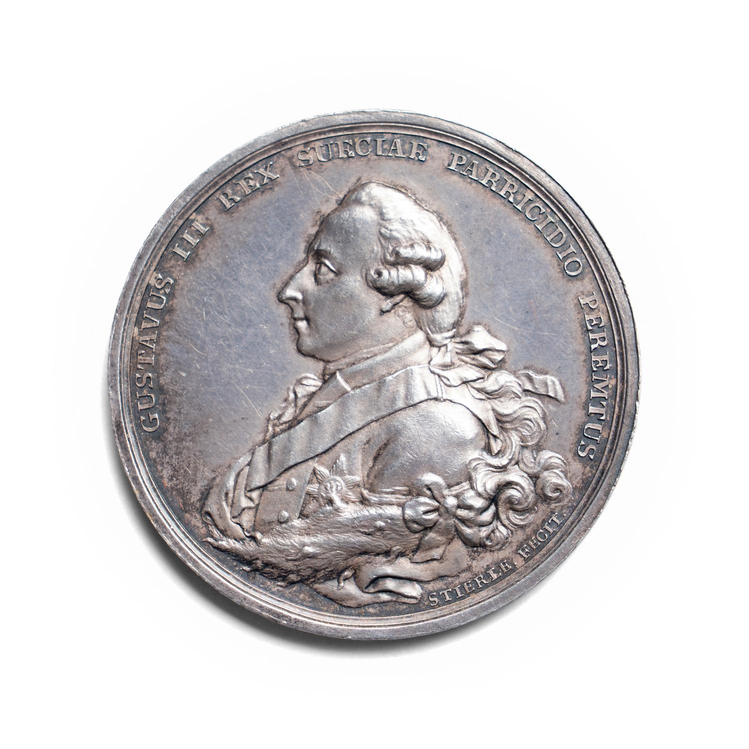 [EXONUMIA] A 1792 Swedish Silver Commemorative Medallion by J.J.G. Stierle Relating to the Death of King Gustav III (27.8 g, 45mm)