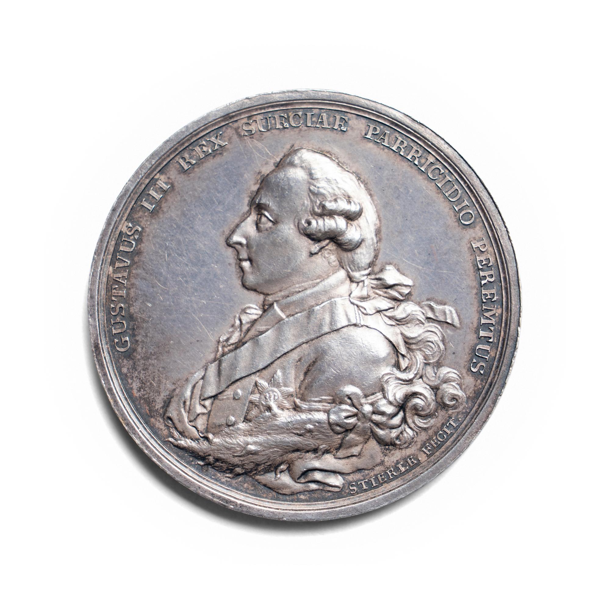 [EXONUMIA] A 1792 Swedish Silver Commemorative Medallion by J.J.G. Stierle Relating to the Death of King Gustav III (27.8 g, 45mm)