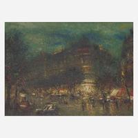 Ludolf Liberts (American/Latvian, 1895-1959) Boulevard Haussmann at Night, Paris