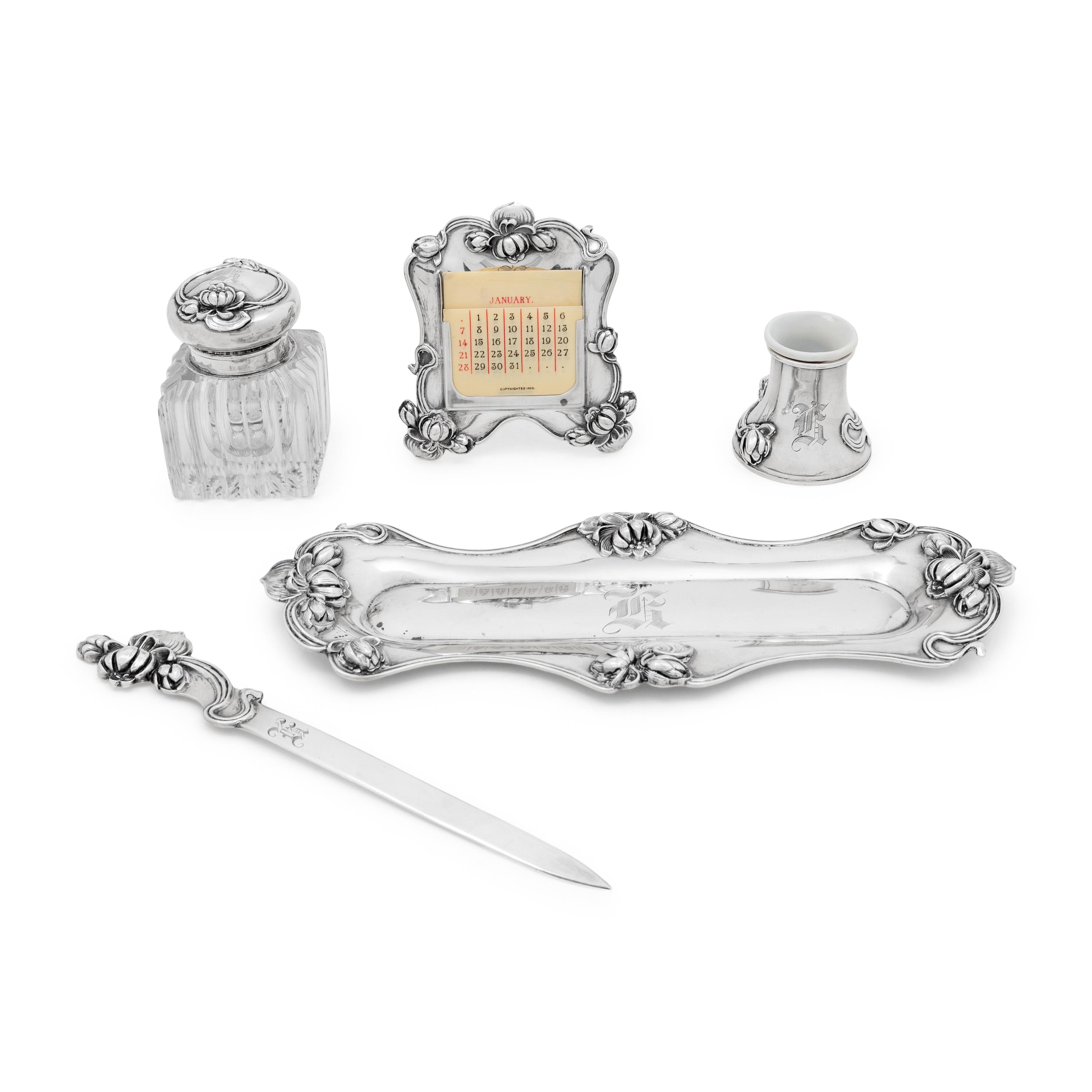 An American Silver 5-Piece Desk Set