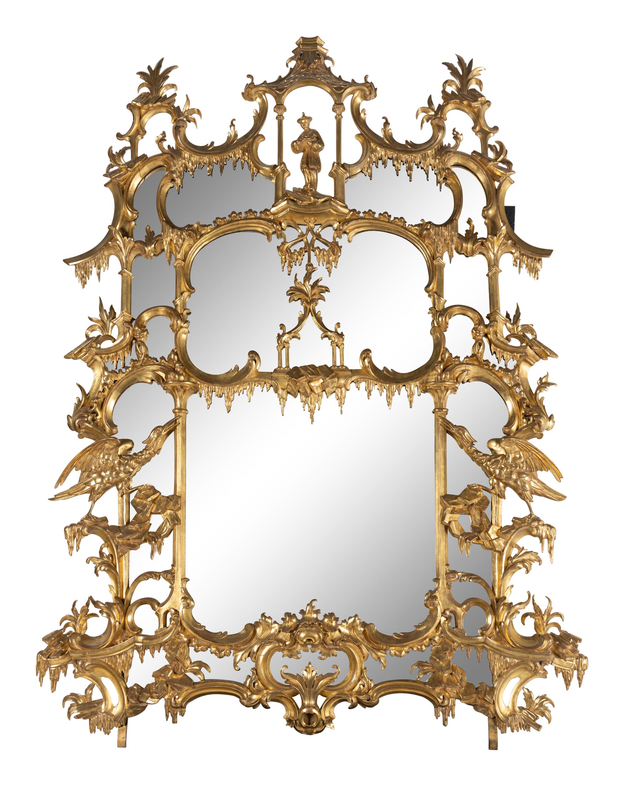 A Massive Pair of English Carved Giltwood Pier Mirrors
